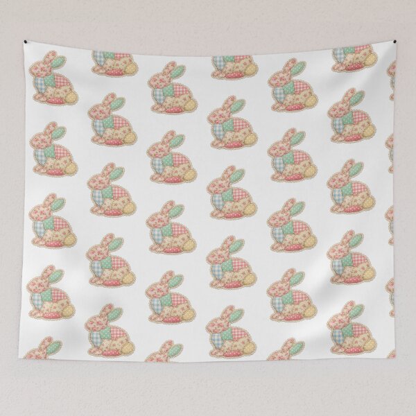 Item preview, Cute Patchwork Bunny - Cozy Floral Calico Rabbit Illustration designed and sold by VividaHadeil.
