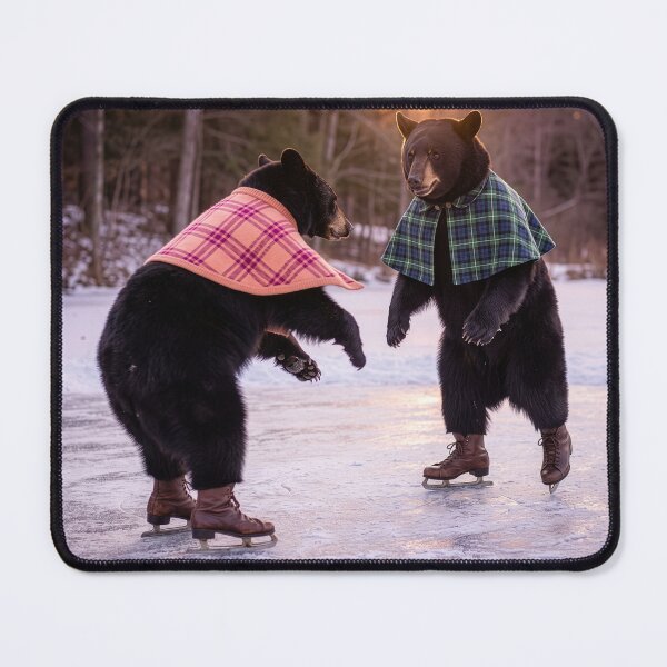 Item preview, Black Bears on an Ice Skating Date designed and sold by Tridentulus.