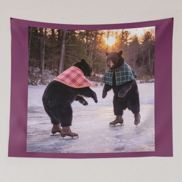 Item preview, Black Bears on an Ice Skating Date designed and sold by Tridentulus.