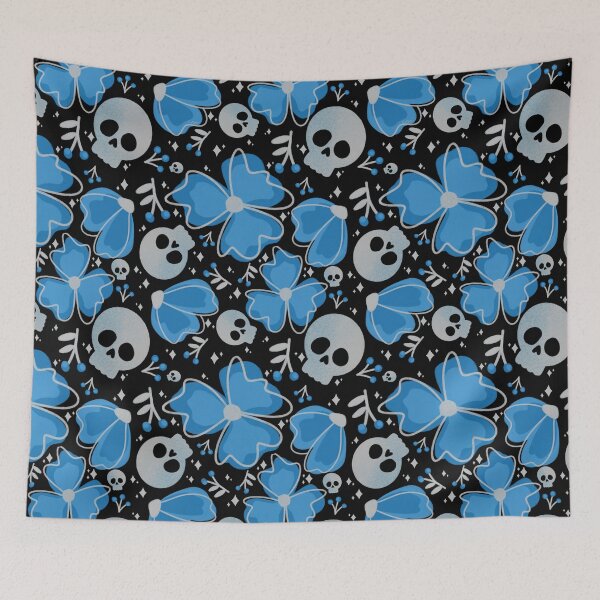 Item preview, Skulls and Stars in Wildflower Meadow in blue designed and sold by studioaudrea.