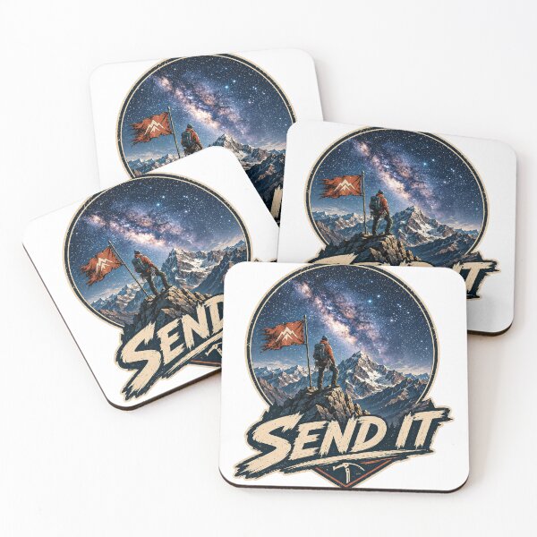 Item preview, Send It Rock Climbing Mountaineering Milky Way Galaxy Retro designed and sold by BartArtPhoto.