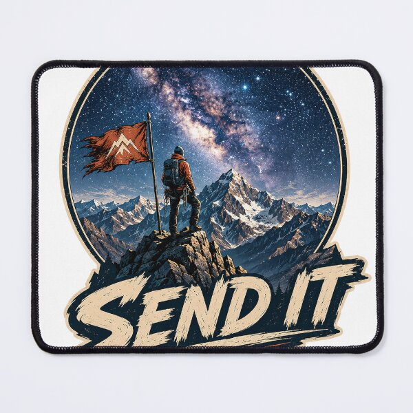 Item preview, Send It Rock Climbing Mountaineering Milky Way Galaxy Retro designed and sold by BartArtPhoto.