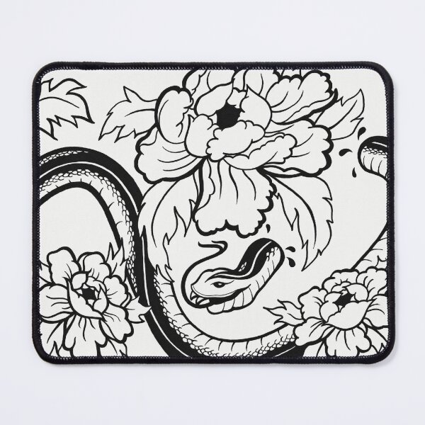 Item preview, Snake Among Peonies designed and sold by Almost Angelic Tattoos.