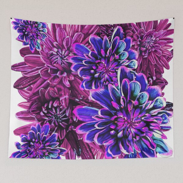 Item preview, Neon Pink Chrysanthemums 1 designed and sold by nastiaart.