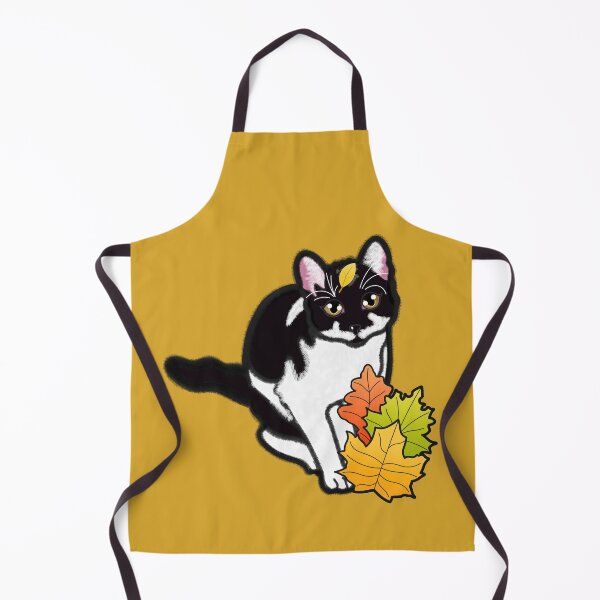 Item preview, Cute Black and White Cat with Autumn Leaves designed and sold by YourSweetJourney.