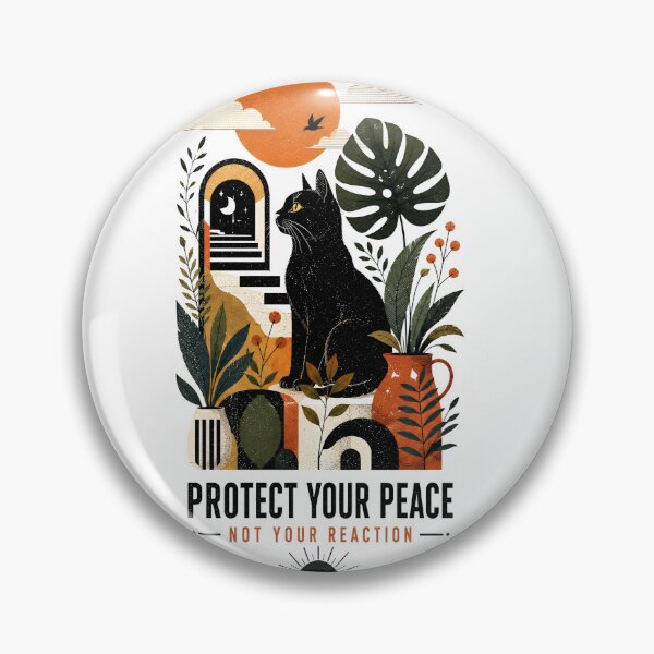 Item preview, Black Cat Peace Botanical Illustration designed and sold by Amr Siam.
