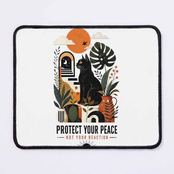 Item preview, Black Cat Peace Botanical Illustration designed and sold by Amr Siam.