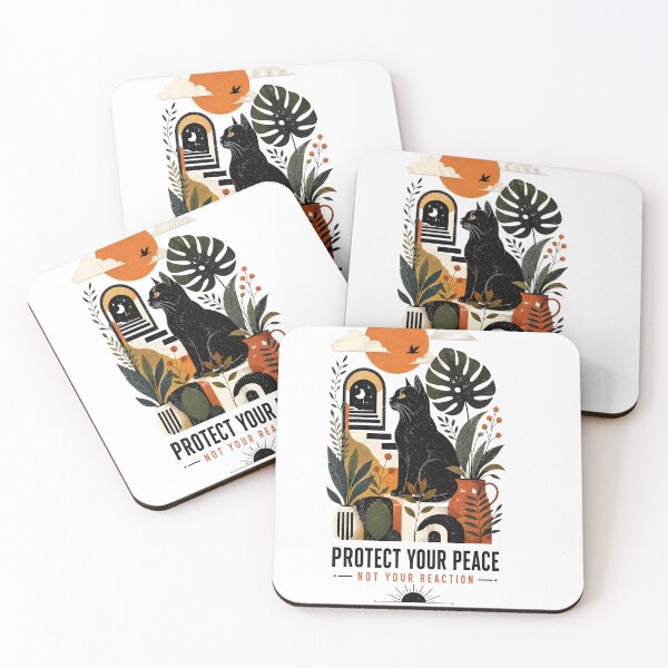 Item preview, Black Cat Peace Botanical Illustration designed and sold by Amr Siam.