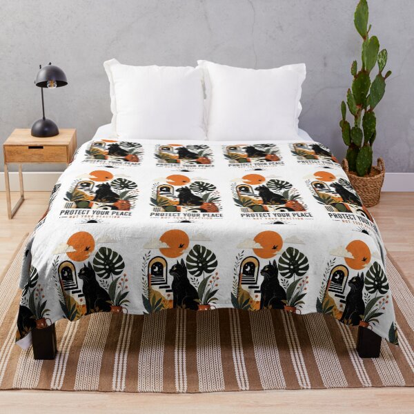 Item preview, Black Cat Peace Botanical Illustration designed and sold by Amr Siam.