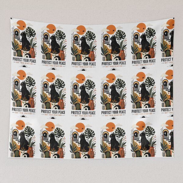 Item preview, Black Cat Peace Botanical Illustration designed and sold by Amr Siam.