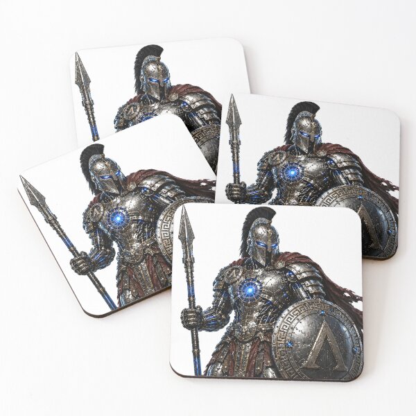 Item preview, Steel Spartan V1 – Futuristic Mechanical Spartan Warrior | Cyber Hoplite Armor Art designed and sold by SteelCoat Studio.