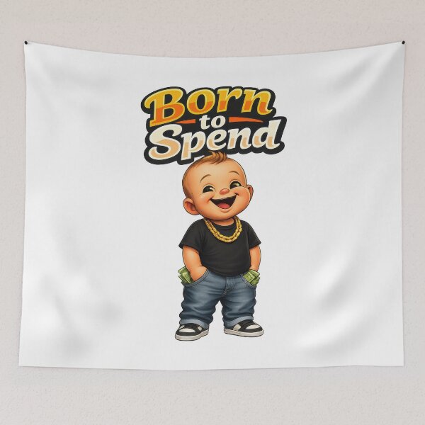 Item preview, Born to Spend Funny Money Lover Cartoon Baby – Cash Lifestyle Humor Design designed and sold by WordPlayStudio.