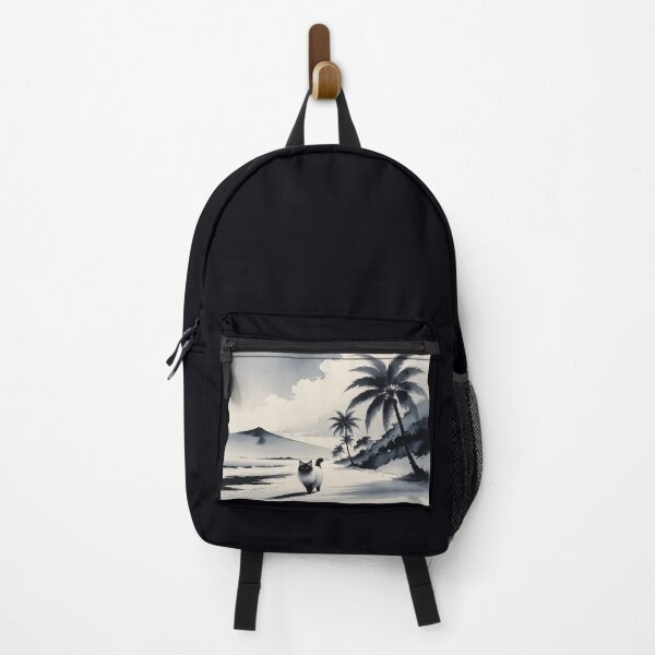 Item preview, Peaceful Beach Cat in Sumi-E Style | Quiet Coastal Stroll designed and sold by LEO'S CREATURE れおずくりーちゃー.