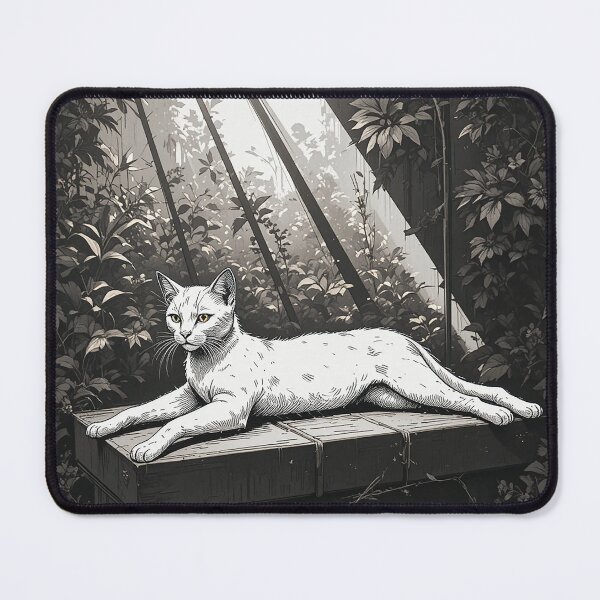 Item preview, Minimalist Sunbathing Cat Line Art | Relaxed Black Ink Feline Illustration | Modern Cat Lover Aesthetic Design designed and sold by PixPixari.