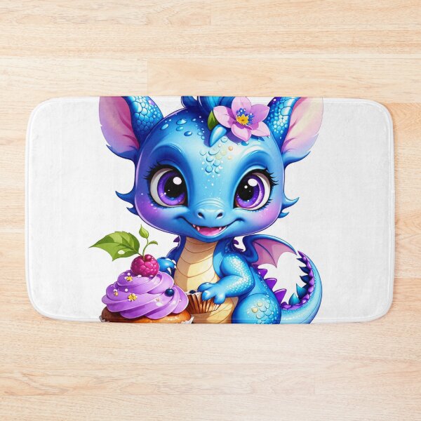 Item preview, Cute Blueberry Dragon with Cupcake | Kawaii Fantasy Dragon | Magical Dessert Dragon designed and sold by Moonlight Studio.