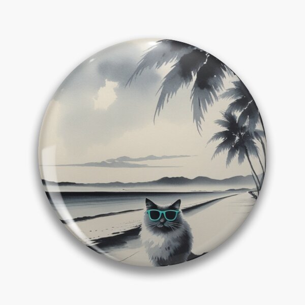 Item preview, Cool Beach Cat in Sumi-E Style | Tropical Coastal Walk designed and sold by LEO'S CREATURE　れおずくりーちゃー.