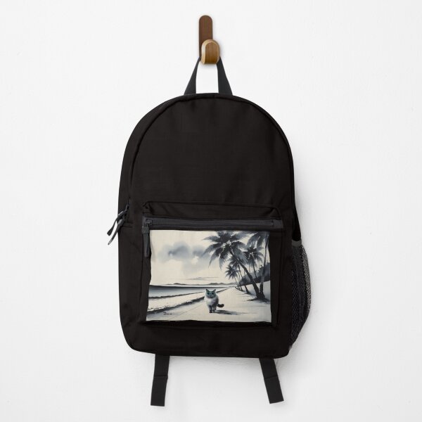 Item preview, Cool Beach Cat in Sumi-E Style | Tropical Coastal Walk designed and sold by LEO'S CREATURE れおずくりーちゃー.