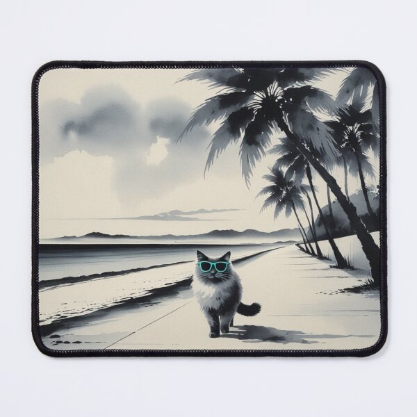 Item preview, Cool Beach Cat in Sumi-E Style | Tropical Coastal Walk designed and sold by LEO'S CREATURE　れおずくりーちゃー.