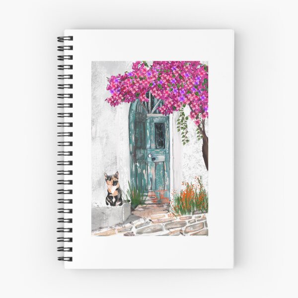 Item preview, Calico Guardian - Teal Door of Amorgos - original art by Steven Bulloch designed and sold by Cobalt & Stone Art.