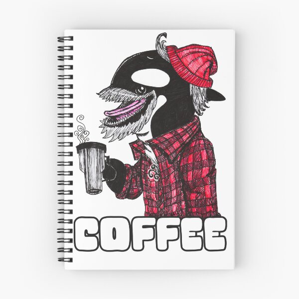 Item preview, Coffee Orca Lumberjack Hand Drawn T-Shirt - Funny Orca with Beard Holding Coffee Tumbler Original Sketch designed and sold by SketchMcKenzie.