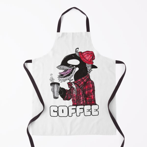 Item preview, Coffee Orca Lumberjack Hand Drawn T-Shirt - Funny Orca with Beard Holding Coffee Tumbler Original Sketch designed and sold by SketchMcKenzie.
