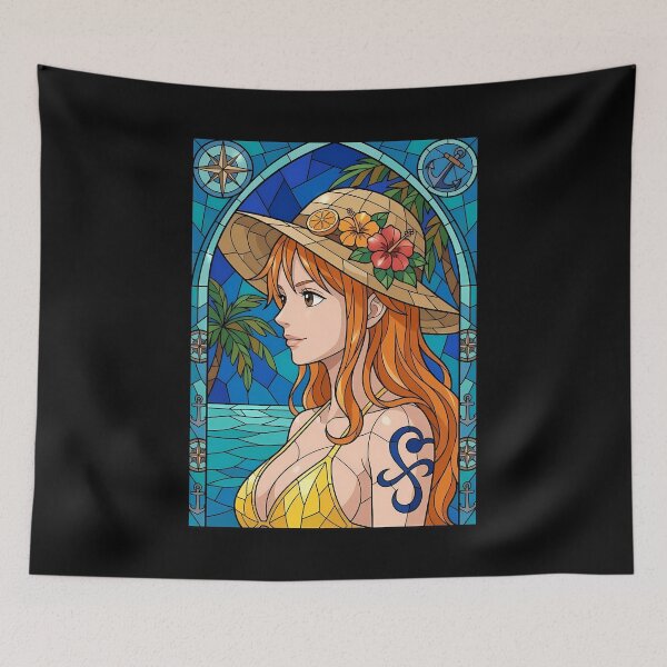 Item preview, Nami One Piece Tropical Stained Glass Summer Portrait designed and sold by mildaclairmo.