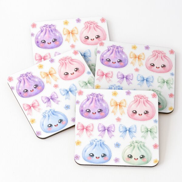 Item preview, Pastel Kawaii Squishy Dumplings with Bows Flowers coquette designed and sold by EmeraldeaArt.