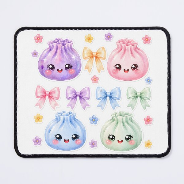 Item preview, Pastel Kawaii Squishy Dumplings with Bows Flowers coquette designed and sold by EmeraldeaArt.