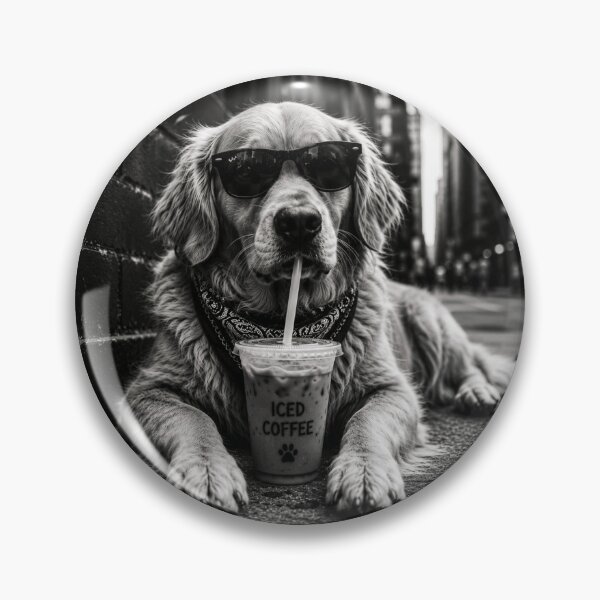 Item preview, Golden Retriever Drinking Iced Coffee designed and sold by 76Valeria.