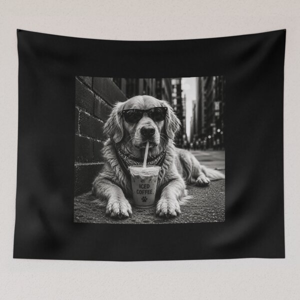 Item preview, Golden Retriever Drinking Iced Coffee designed and sold by 76Valeria.