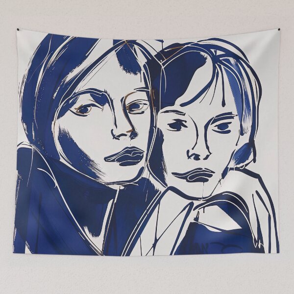 Item preview, Cousins - Blue Abstract Art designed and sold by shadow-bloom.