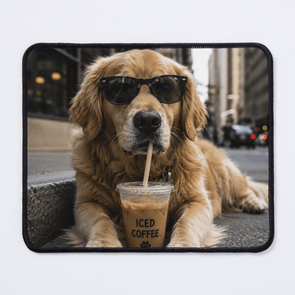 Item preview, Golden Retriever Drinking Iced Coffee designed and sold by 76Valeria.