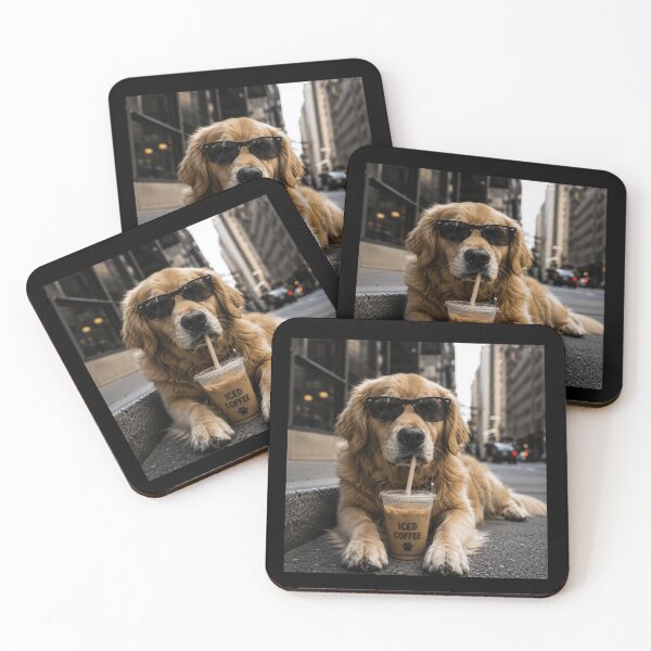Item preview, Golden Retriever Drinking Iced Coffee designed and sold by 76Valeria.