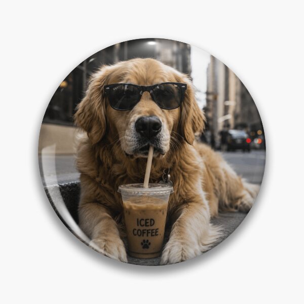 Item preview, Golden Retriever Drinking Iced Coffee designed and sold by 76Valeria.