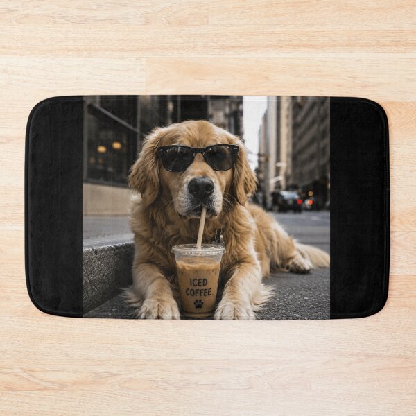 Item preview, Golden Retriever Drinking Iced Coffee designed and sold by 76Valeria.
