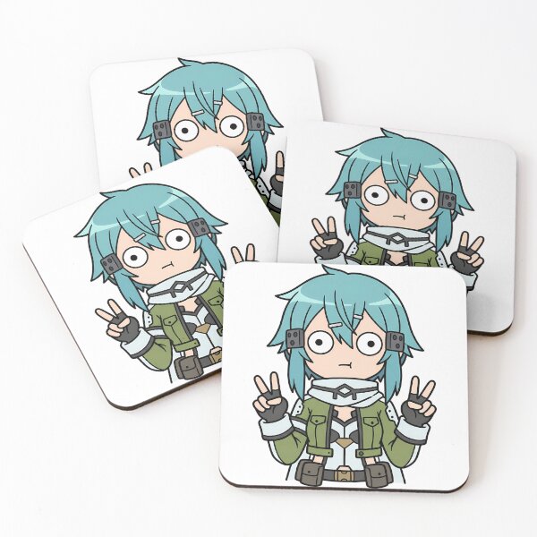 Item preview, Sinon Sword Art Online Chibi Green Outfit Peace Pose designed and sold by earlobejerk.