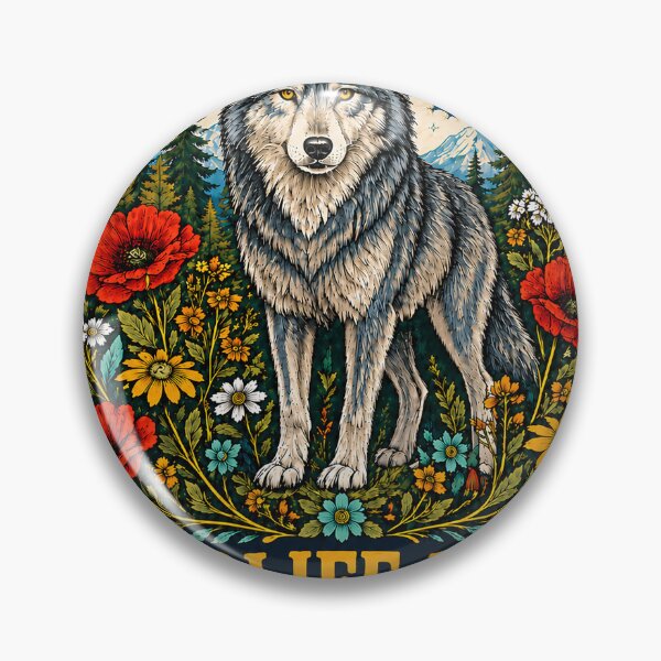 Item preview, Wildlife Vibes Wolf and Wildflowers designed and sold by alw951.