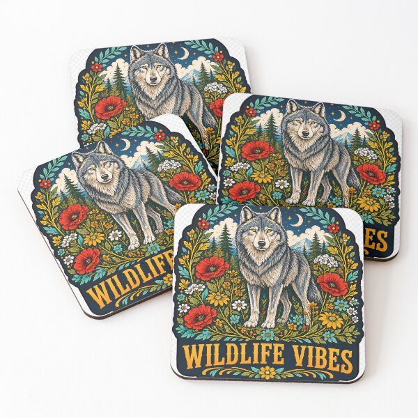 Item preview, Wildlife Vibes Wolf and Wildflowers designed and sold by alw951.