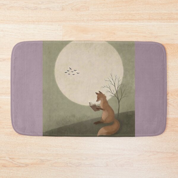 Item preview, Dreamy Kitsune Reading Under the Moon | Minimalist Japanese Fox Art designed and sold by Syrupulse.