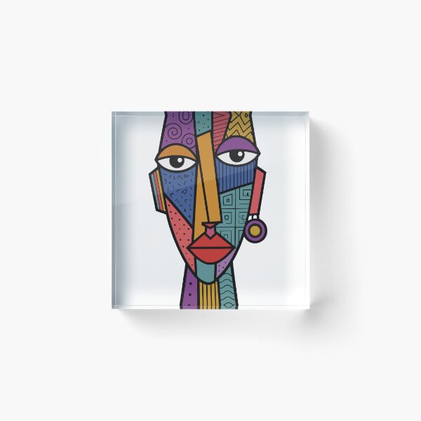 Item preview, Geometric Tribal Mask - Abstract Cubist Portrait Art designed and sold by MTacher.