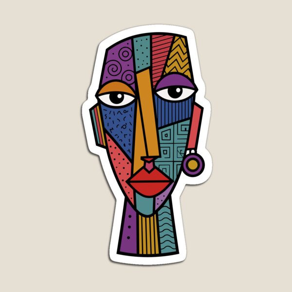 Item preview, Geometric Tribal Mask - Abstract Cubist Portrait Art designed and sold by MTacher.