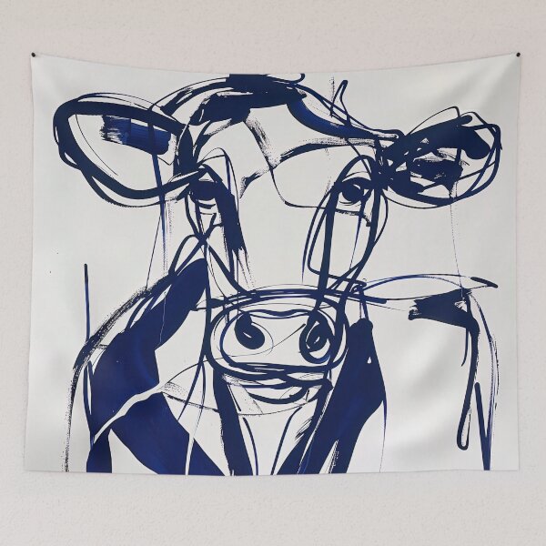 Item preview, cow - Blue Abstract Art designed and sold by shadow-bloom.