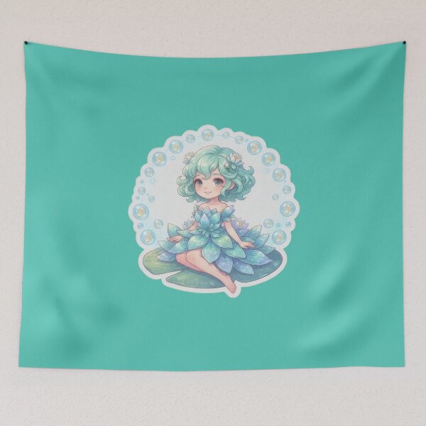Item preview, Magical girl adorned with lotus flowers and bubbles designed and sold by Azurart2.