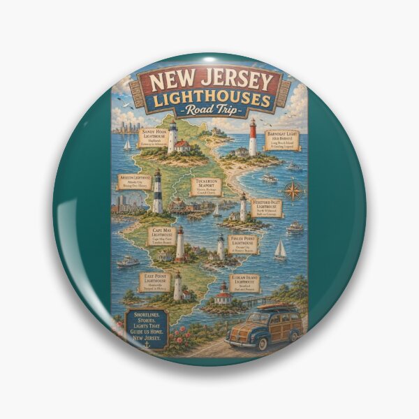 Item preview, New Jersey Lighthouses Road Trip Poster designed and sold by Halifaxartguy.