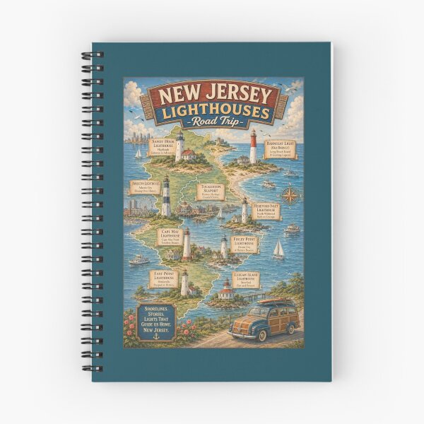 Item preview, New Jersey Lighthouses Road Trip Poster designed and sold by Halifaxartguy.