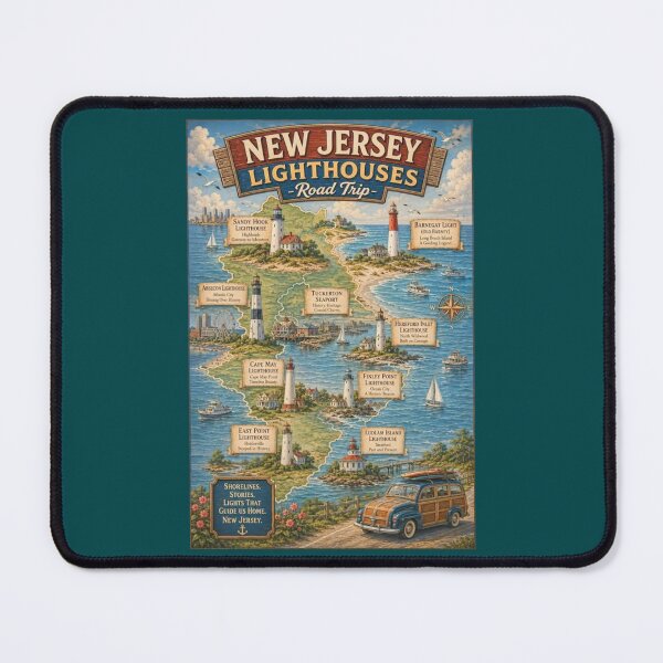 Item preview, New Jersey Lighthouses Road Trip Poster designed and sold by Halifaxartguy.