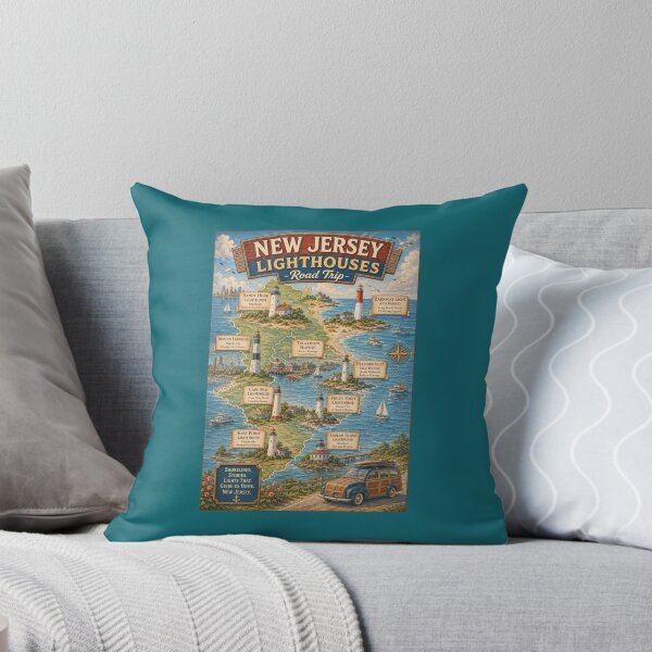 Item preview, New Jersey Lighthouses Road Trip Poster designed and sold by Halifaxartguy.