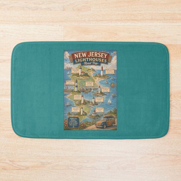 Item preview, New Jersey Lighthouses Road Trip Poster designed and sold by Halifaxartguy.