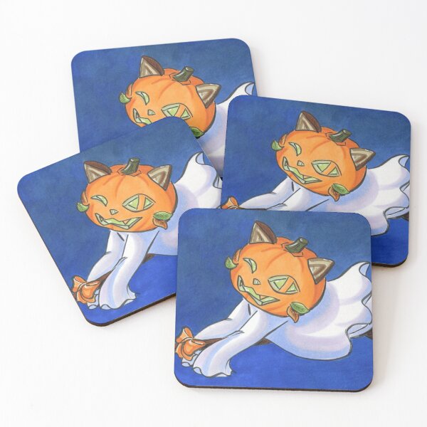 Item preview, Cute Pumpkin Ghost Cat Flying on Witch Broomstick Illustration designed and sold by PumpkinSpell.