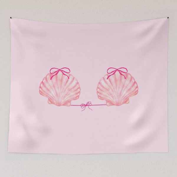 Item preview, Pink Watercolor Seashells Bikini Top with Bows Mermaid Aesthetic designed and sold by trixie666.